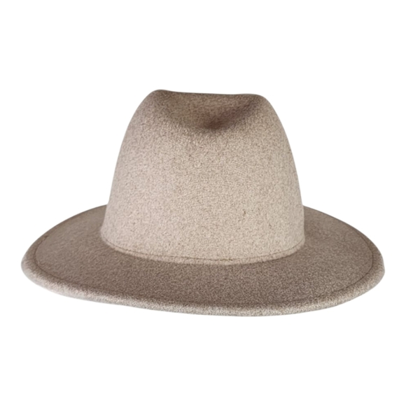 Unisex Beige Wool Blend Fedora Hat Boho Classic Wide Brim Fall Accessory - Picture 4 of 8